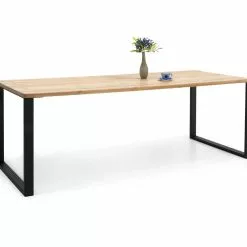 Lankkupöytä Edna Antiikki 180 Cm. Musta Metallijalka