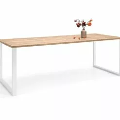 Edna Lankkupöytä 180 Cm. Antiikki / Valkoinen Metallijalka