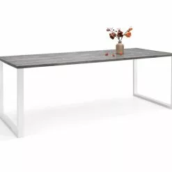 Edna Lankkupöytä 180 Cm. Harmaa Kansi/valkoinen Metallijalka