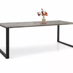 Edna Lankkupöytä 220 Cm. Harmaa Kansi/musta Metallijalka