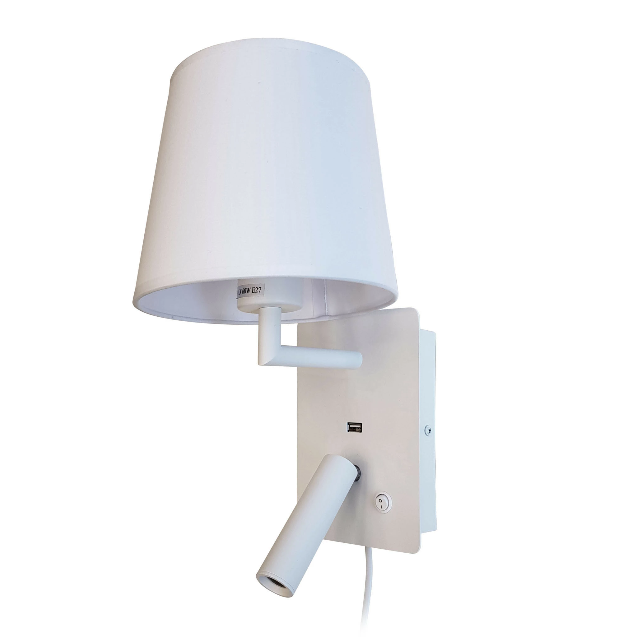 Grönlund Denver Seinävalaisin USB-latausportilla, Valkoinen