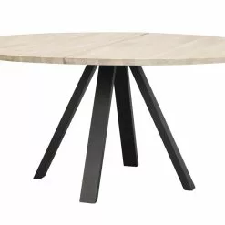 Rowico Carradale Pyöreä Ruokapöytä 150 Cm, Valkopesty/musta V-jalka
