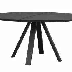 Rowico Carradale Pyöreä Ruokapöytä 150 Cm, Musta Saarni/musta V-jalka