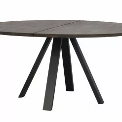 Rowico Carradale Pyöreä Ruokapöytä 150 Cm, Ruskea Tammi/musta V-jalka