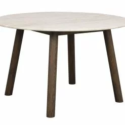 Rowico Taransay Pyöreä Pöytä Ø 125 Cm Beige Travertine / Ruskeat Jalat
